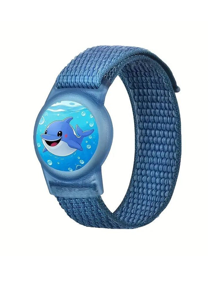 Ecosystem Bracelet Kids For AirTags Children's Waterproof, Anti-Lost & Anti-Scratch Protection Compatible with Airtags Bracelet for Kids, Nylon Strap Case Holder Case Toddler (blue shark) - Image 1